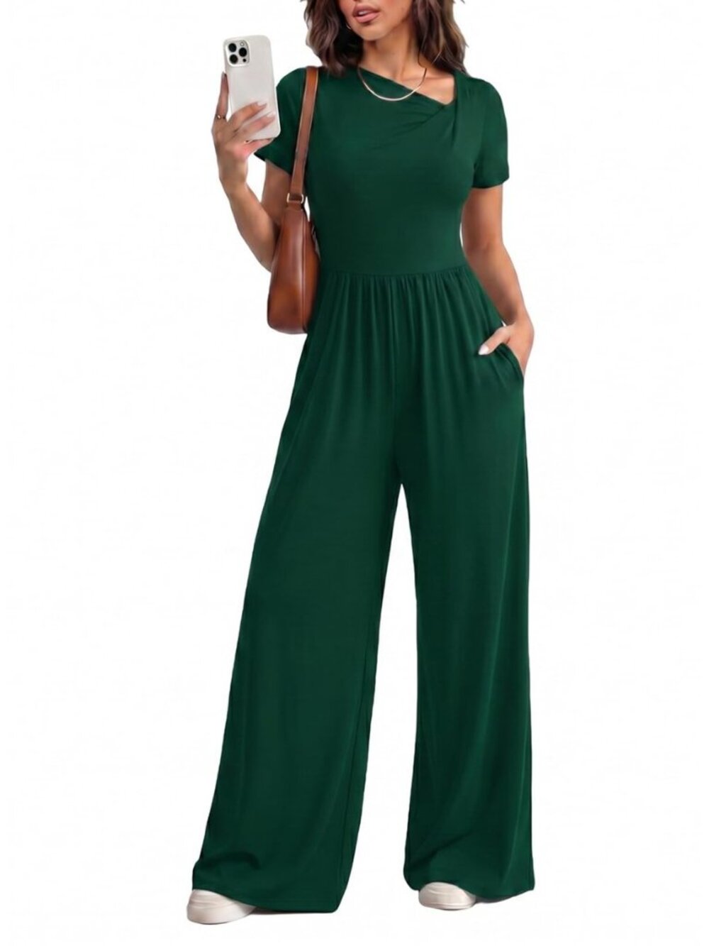 Women's Dressy Casual One Piece Jumpsuits Short Sleeve Wide Leg Pants Rompers